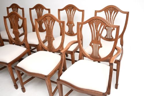 SET OF EIGHT ANTIQUE SHERATON STYLE SHIELD BACK DINING CHAIRS - ADDITIONAL PHOTO 11