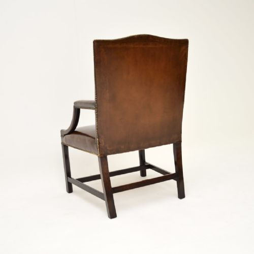 ANTIQUE GEORGIAN LEATHER AND MAHOGANY GAINSBOROUGH ARMCHAIR - ADDITIONAL PHOTO 9