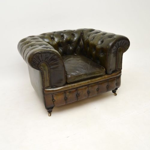 ANTIQUE VICTORIAN LEATHER CHESTERFIELD ARMCHAIR