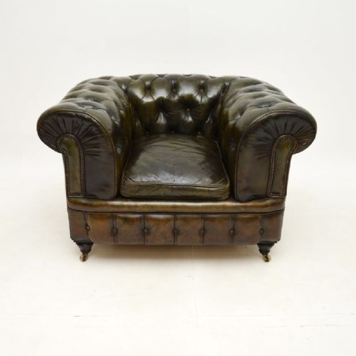 ANTIQUE VICTORIAN LEATHER CHESTERFIELD ARMCHAIR - ADDITIONAL PHOTO 1