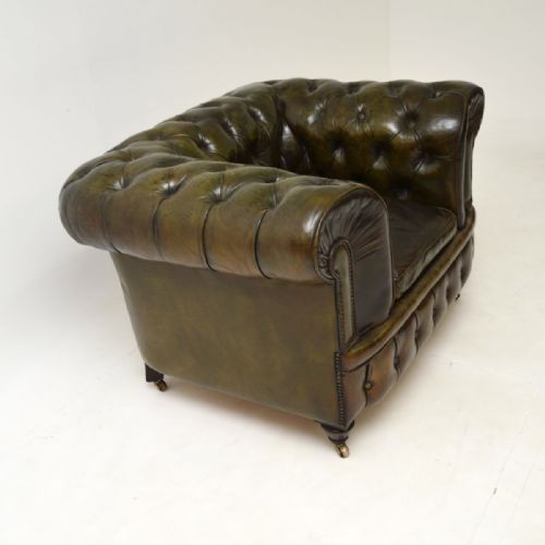 ANTIQUE VICTORIAN LEATHER CHESTERFIELD ARMCHAIR - ADDITIONAL PHOTO 6