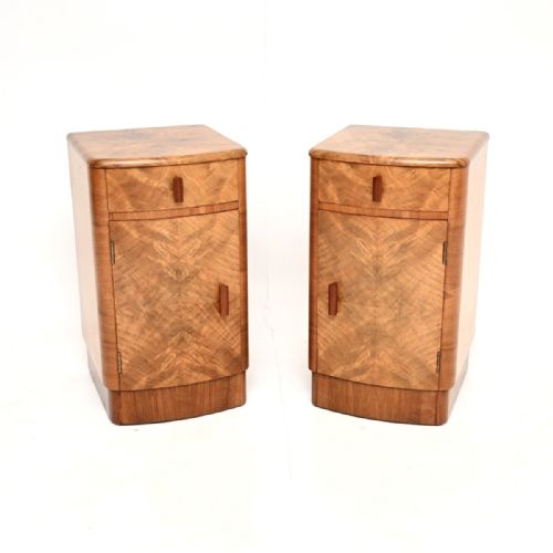Pair of Art Deco Walnut Bedside Cabinets
