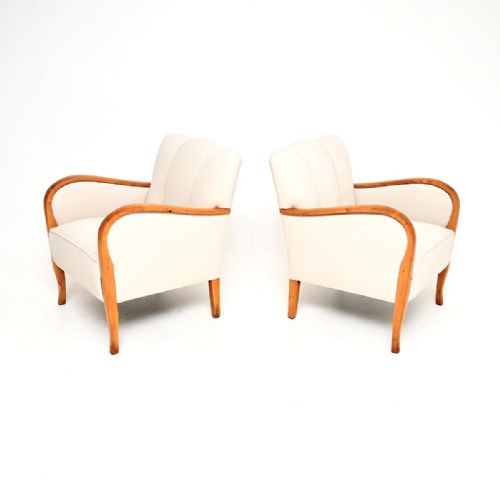 PAIR OF SWEDISH ART DECO ARMCHAIRS IN SATIN BIRCH - ADDITIONAL PHOTO 3