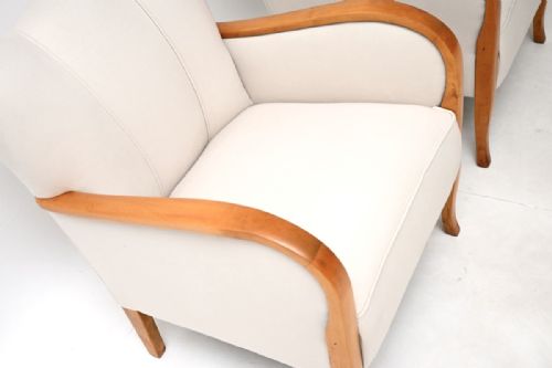 PAIR OF SWEDISH ART DECO ARMCHAIRS IN SATIN BIRCH - ADDITIONAL PHOTO 5