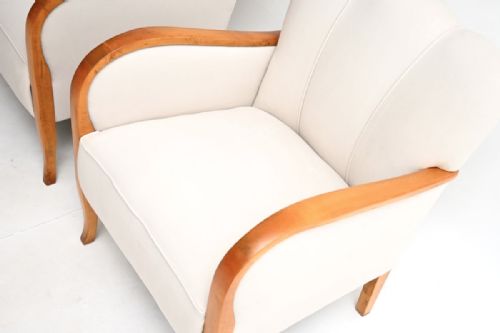 PAIR OF SWEDISH ART DECO ARMCHAIRS IN SATIN BIRCH - ADDITIONAL PHOTO 6