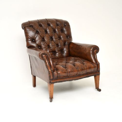 ANTIQUE EDWARDIAN LEATHER ARMCHAIR