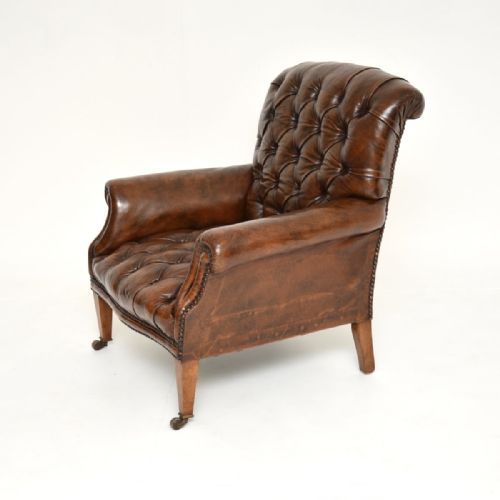 ANTIQUE EDWARDIAN LEATHER ARMCHAIR - ADDITIONAL PHOTO 1