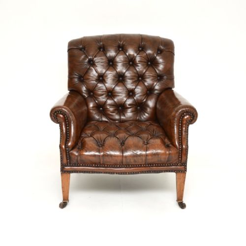 ANTIQUE EDWARDIAN LEATHER ARMCHAIR - ADDITIONAL PHOTO 2