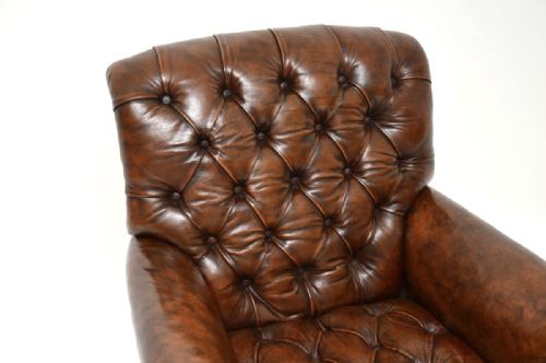 ANTIQUE EDWARDIAN LEATHER ARMCHAIR - ADDITIONAL PHOTO 3