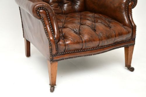 ANTIQUE EDWARDIAN LEATHER ARMCHAIR - ADDITIONAL PHOTO 5