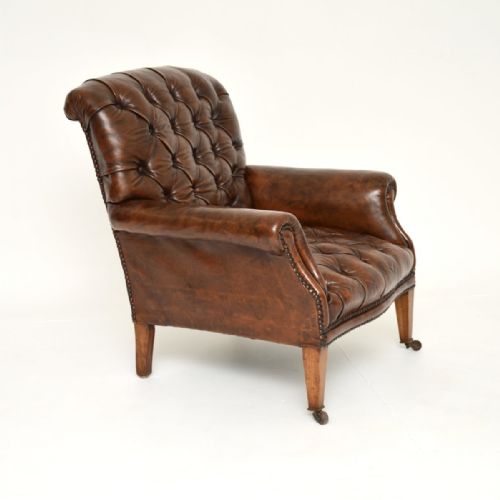 ANTIQUE EDWARDIAN LEATHER ARMCHAIR - ADDITIONAL PHOTO 6