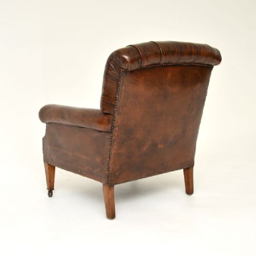 ANTIQUE EDWARDIAN LEATHER ARMCHAIR - ADDITIONAL PHOTO 7