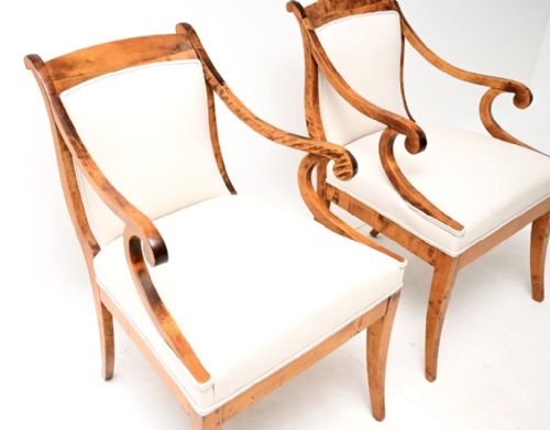 PAIR OF ANTIQUE SWEDISH SATIN BIRCH BIEDERMEIER ARMCHAIRS - ADDITIONAL PHOTO 3