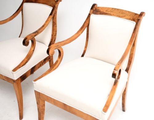 PAIR OF ANTIQUE SWEDISH SATIN BIRCH BIEDERMEIER ARMCHAIRS - ADDITIONAL PHOTO 5