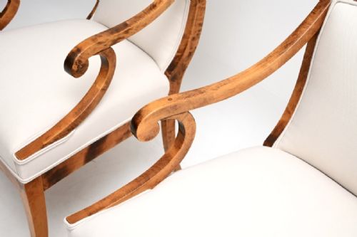 PAIR OF ANTIQUE SWEDISH SATIN BIRCH BIEDERMEIER ARMCHAIRS - ADDITIONAL PHOTO 6