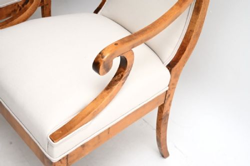 PAIR OF ANTIQUE SWEDISH SATIN BIRCH BIEDERMEIER ARMCHAIRS - ADDITIONAL PHOTO 7