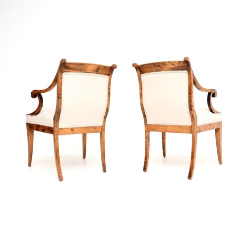 PAIR OF ANTIQUE SWEDISH SATIN BIRCH BIEDERMEIER ARMCHAIRS - ADDITIONAL PHOTO 9