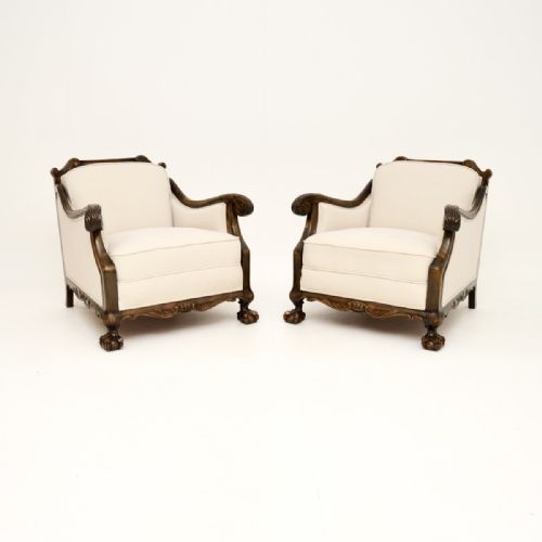 PAIR OF ANTIQUE SWEDISH ARMCHAIRS IN SATIN BIRCH
