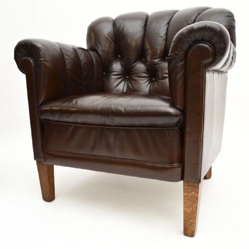 PAIR OF ANTIQUE SWEDISH LEATHER CLUB ARMCHAIRS - ADDITIONAL PHOTO 7