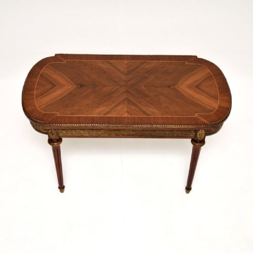 ANTIQUE FRENCH INLAID WALNUT ORMOLU MOUNTED COFFEE TABLE - ADDITIONAL PHOTO 3