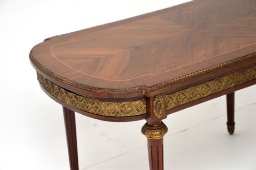 ANTIQUE FRENCH INLAID WALNUT ORMOLU MOUNTED COFFEE TABLE - ADDITIONAL PHOTO 4