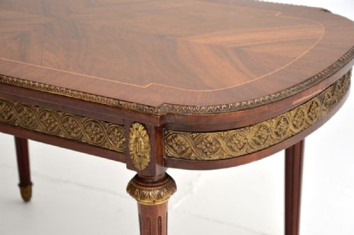 ANTIQUE FRENCH INLAID WALNUT ORMOLU MOUNTED COFFEE TABLE - ADDITIONAL PHOTO 5