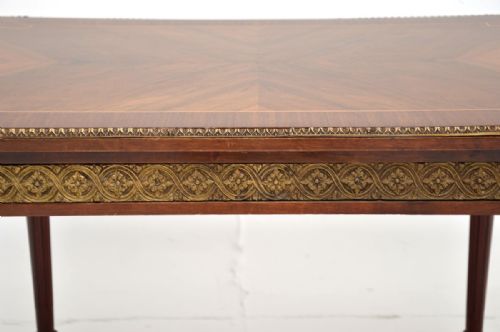 ANTIQUE FRENCH INLAID WALNUT ORMOLU MOUNTED COFFEE TABLE - ADDITIONAL PHOTO 6