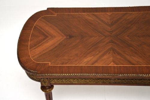 ANTIQUE FRENCH INLAID WALNUT ORMOLU MOUNTED COFFEE TABLE - ADDITIONAL PHOTO 7