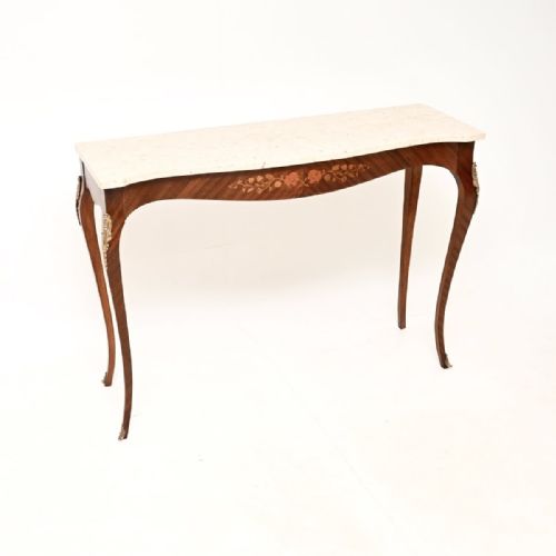 ANTIQUE FRENCH MARBLE TOP CONSOLE SIDE TABLE