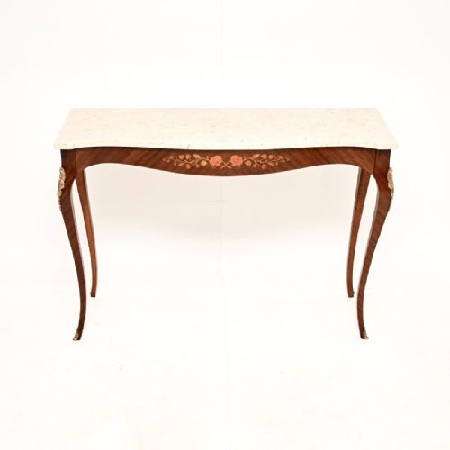 ANTIQUE FRENCH MARBLE TOP CONSOLE SIDE TABLE - ADDITIONAL PHOTO 1