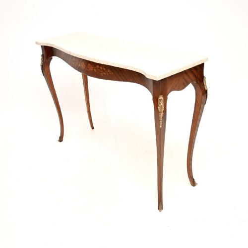 ANTIQUE FRENCH MARBLE TOP CONSOLE SIDE TABLE - ADDITIONAL PHOTO 2