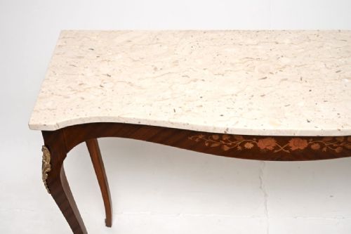 ANTIQUE FRENCH MARBLE TOP CONSOLE SIDE TABLE - ADDITIONAL PHOTO 4