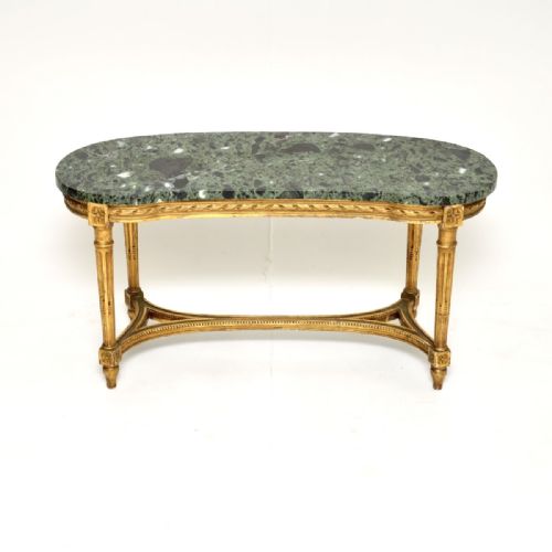 fig 1. Antique French Gilt Wood Marble Top Coffee Table