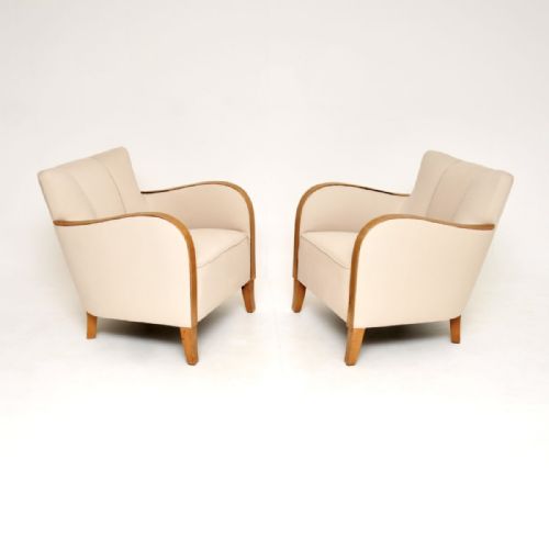 PAIR OF SWEDISH ART DECO ARMCHAIRS IN SATIN BIRCH - ADDITIONAL PHOTO 1