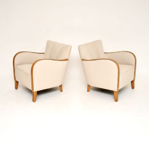 PAIR OF SWEDISH ART DECO ARMCHAIRS IN SATIN BIRCH - ADDITIONAL PHOTO 3