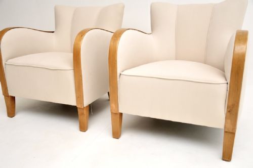 PAIR OF SWEDISH ART DECO ARMCHAIRS IN SATIN BIRCH - ADDITIONAL PHOTO 8