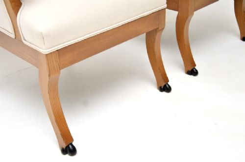 PAIR OF ANTIQUE SWEDISH NEOCLASSICAL SOLID ELM ARMCHAIRS - ADDITIONAL PHOTO 6