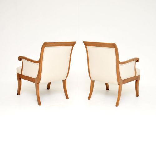 PAIR OF ANTIQUE SWEDISH NEOCLASSICAL SOLID ELM ARMCHAIRS - ADDITIONAL PHOTO 8