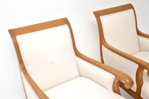 PAIR OF ANTIQUE SWEDISH NEOCLASSICAL SOLID ELM ARMCHAIRS - ADDITIONAL PHOTO 10