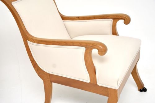 PAIR OF ANTIQUE SWEDISH NEOCLASSICAL SOLID ELM ARMCHAIRS - ADDITIONAL PHOTO 12