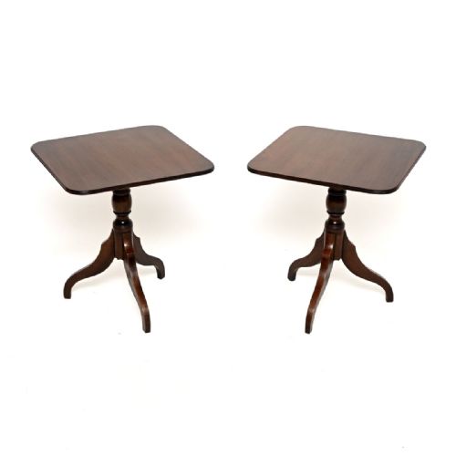 Pair of Antique Mahogany Tripod Side Tables
