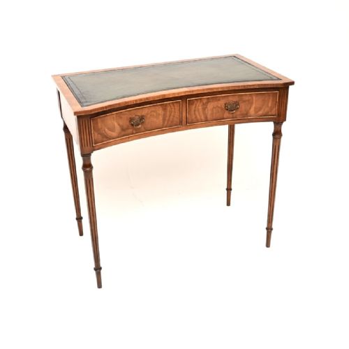 Antique Walnut Leather Top Concave Desk
