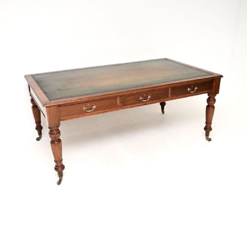 Large Antique Victorian Solid Walnut Library Table
