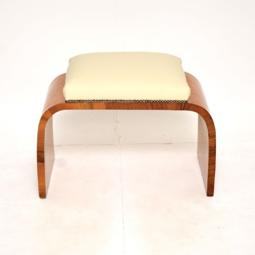 ART DECO BIRDS EYE MAPLE AND LEATHER STOOL - ADDITIONAL PHOTO 1