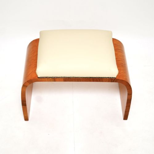 ART DECO BIRDS EYE MAPLE AND LEATHER STOOL - ADDITIONAL PHOTO 3