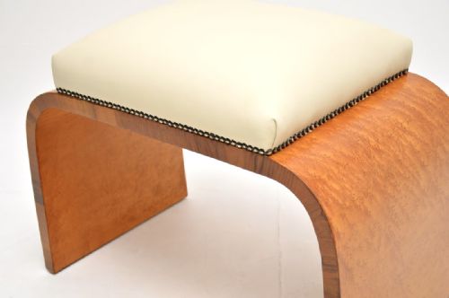ART DECO BIRDS EYE MAPLE AND LEATHER STOOL - ADDITIONAL PHOTO 6