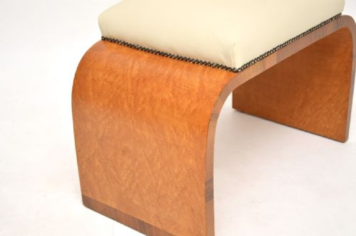 ART DECO BIRDS EYE MAPLE AND LEATHER STOOL - ADDITIONAL PHOTO 7