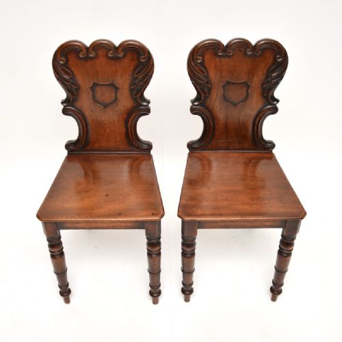 PAIR OF ANTIQUE WILLIAM IV MAHOGANY HALL CHAIRS - ADDITIONAL PHOTO 3