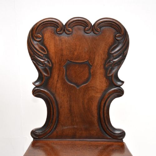 PAIR OF ANTIQUE WILLIAM IV MAHOGANY HALL CHAIRS - ADDITIONAL PHOTO 4