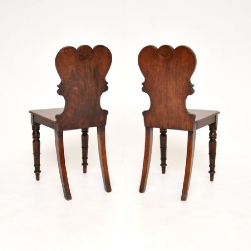 PAIR OF ANTIQUE WILLIAM IV MAHOGANY HALL CHAIRS - ADDITIONAL PHOTO 5
